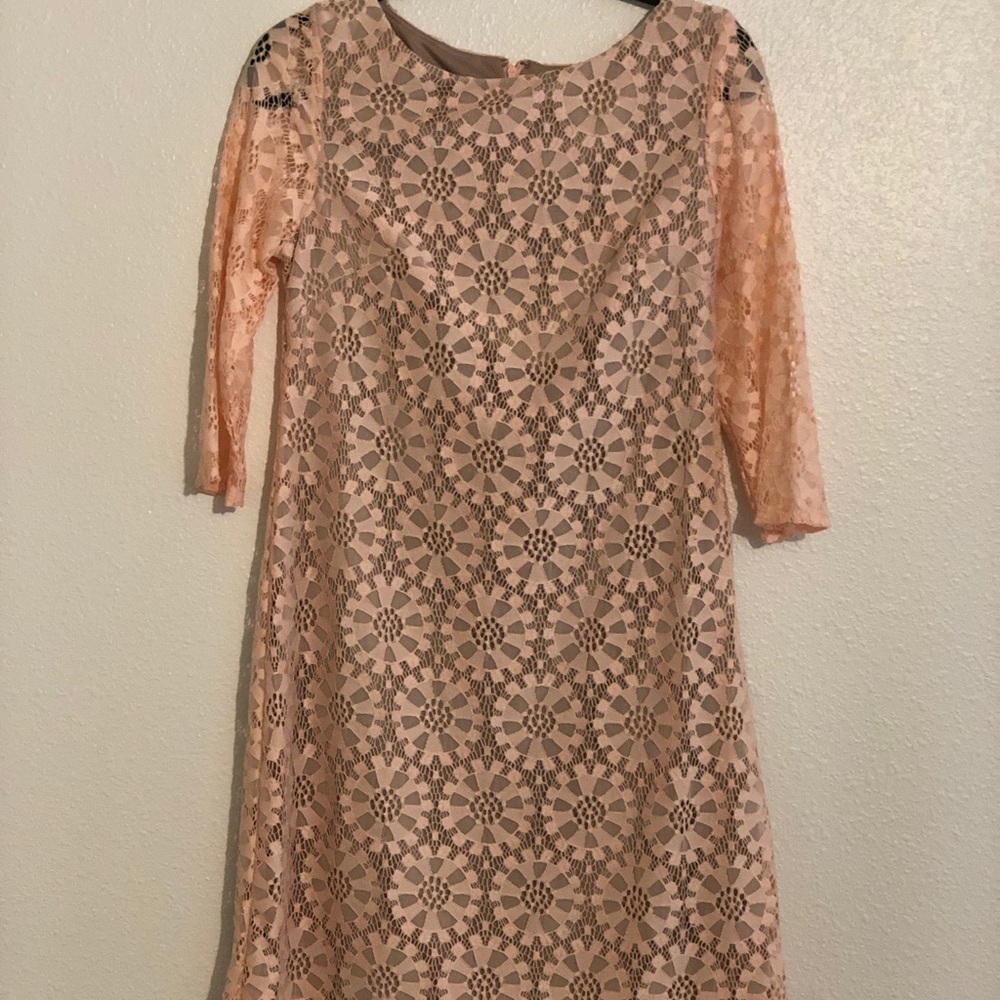 Peach Lace Shift Dress